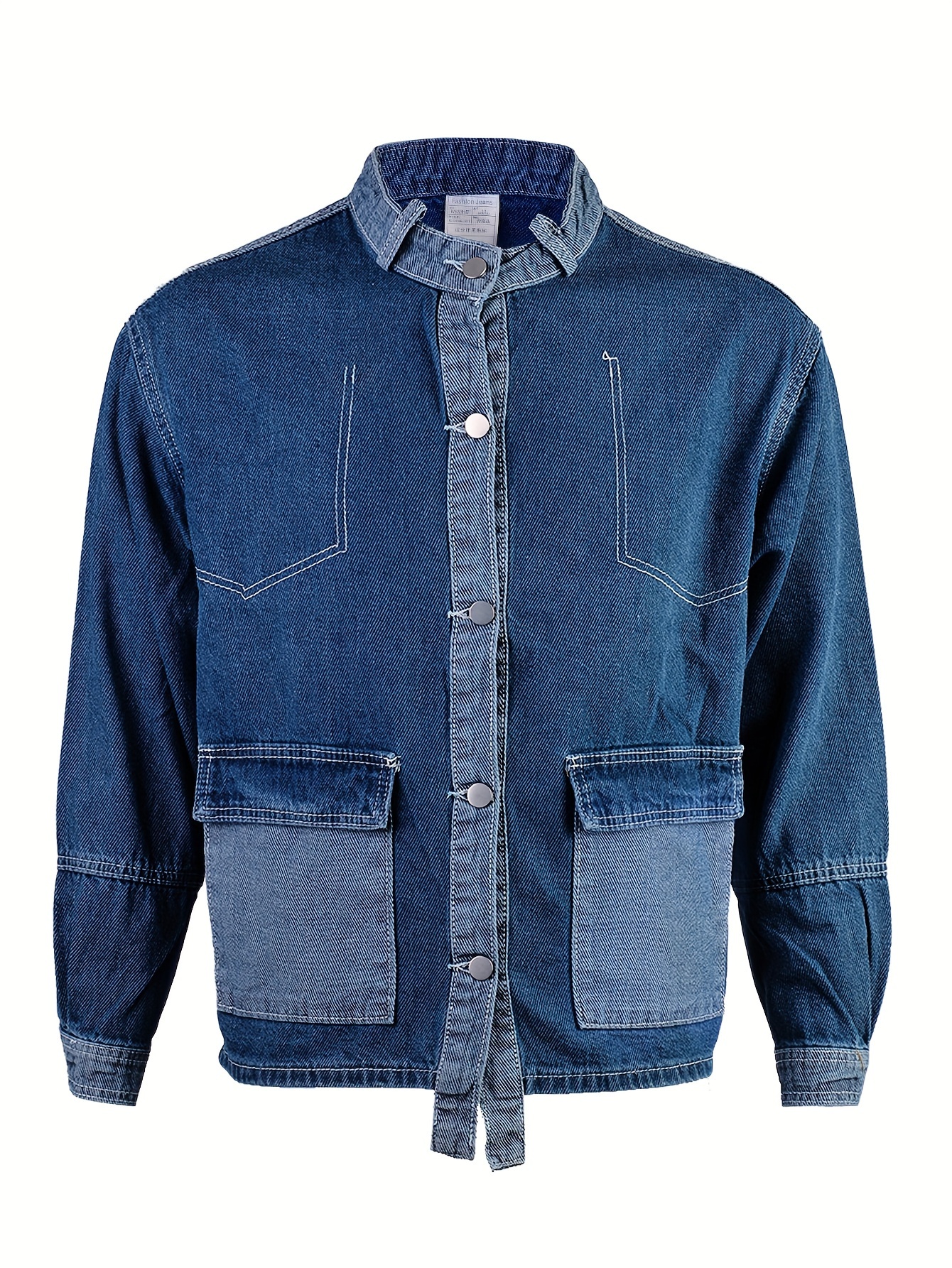 Men's Stylish Solid Comfy Denim Jacket With Pockets, Active