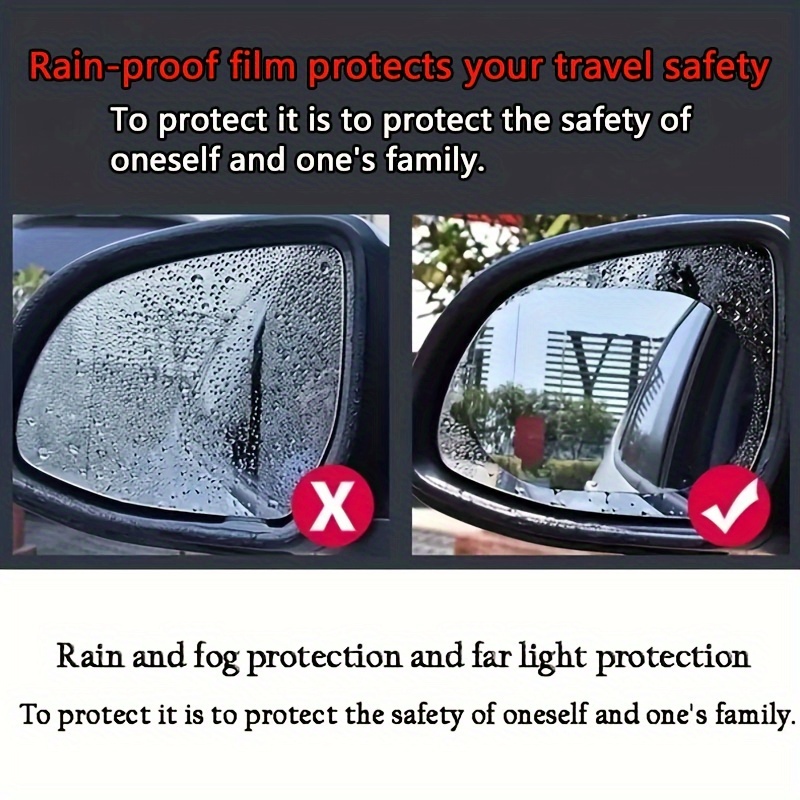 2pcs Car Rearview Mirror Rainproof Film Reverse Mirror Anti-fog Film  Reflector Car Window Side Window Glass Waterproof Fog Film