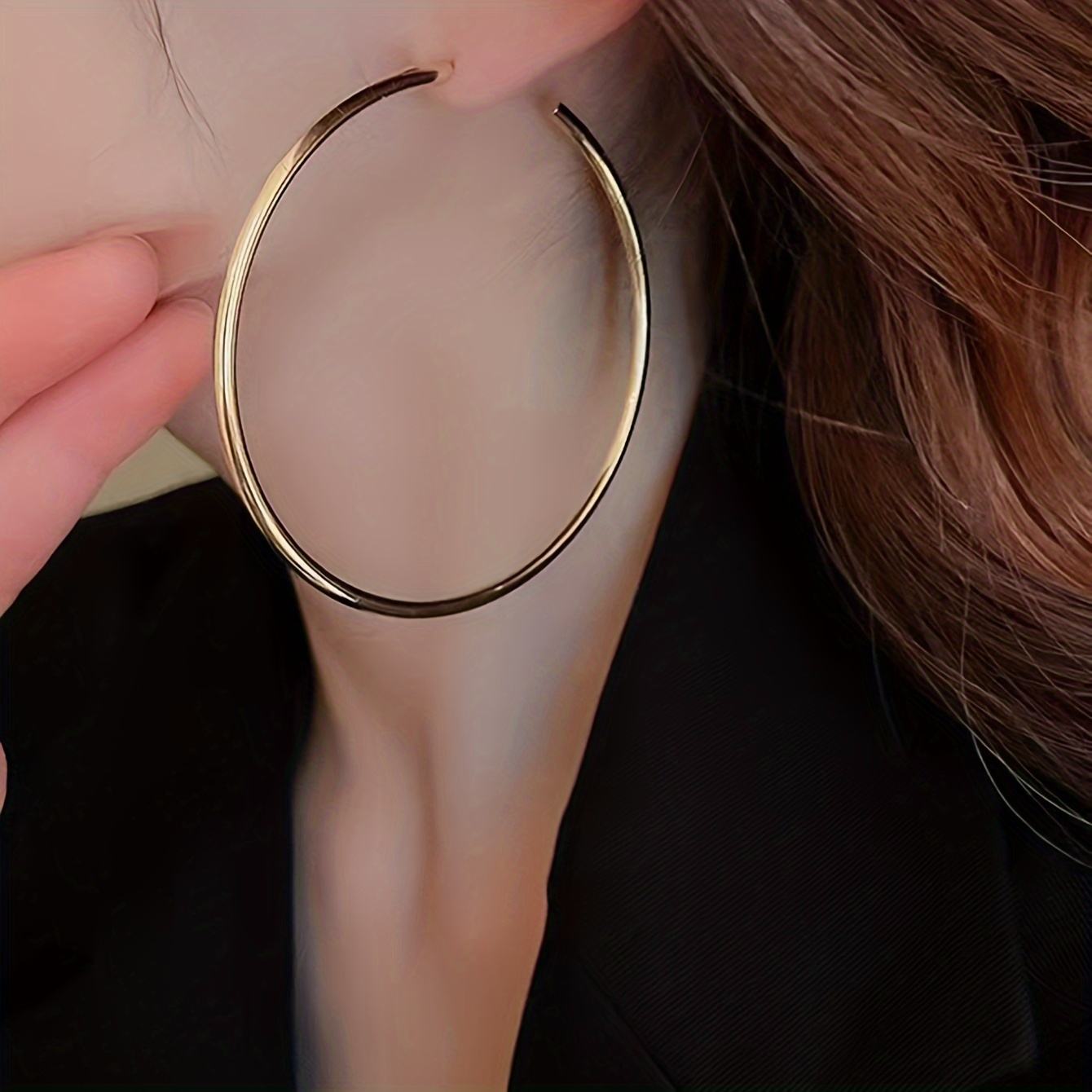 

1pair Geometric Circle Hoop Earrings Steel Earrings Elegant Style Jewelry Trendy Gift For Women