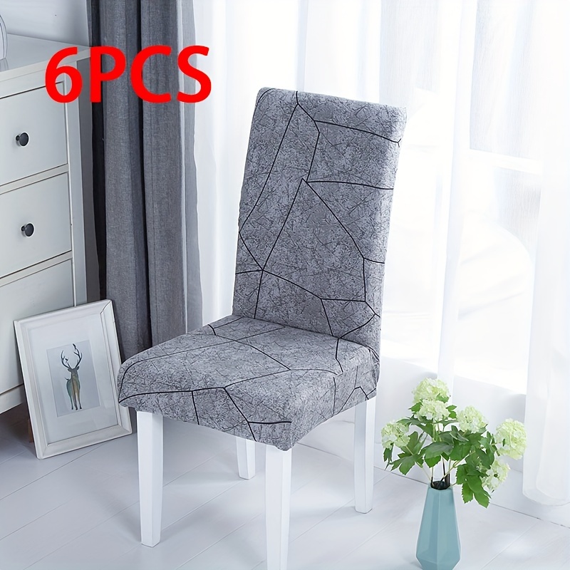 1/2/4/6pcs Geometric Pattern Printed Stretch Chair Covers Restaurant Chair Protectors Polyester Room Office Home Decor (fabric 125g)