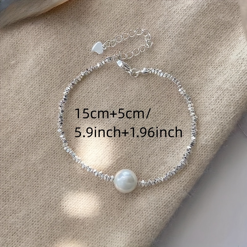 Electroplated Broken Silvery Pearl Bracelet, Irregular Cut Design