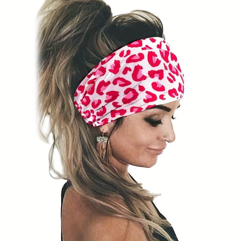 Y2K Leopard Prints Knotted Headband Colorful Sports Sweatband