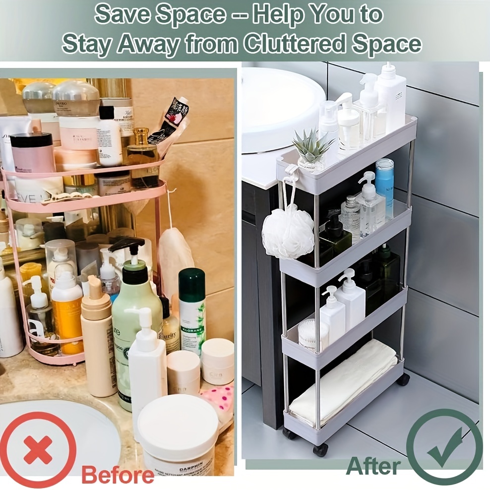 Countertop Seam Storage Shelf Removable Trolley Slot Bathroom Storage Shelf