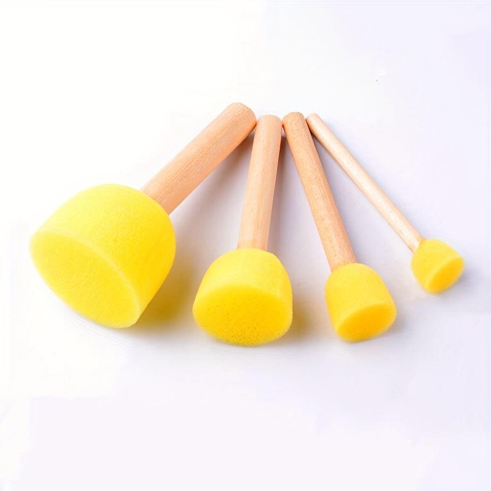 Sponge Paint Brush Round Mushroom Shape Original Wooden - Temu