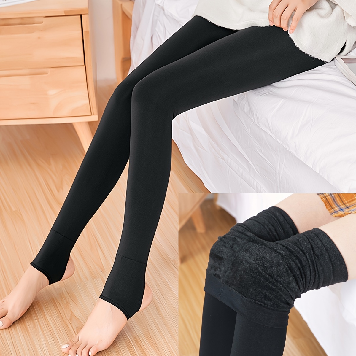Women Girl Fleece Lined Pantyhose Winter High Waist Stretchy Leggings Mesh  Stockings