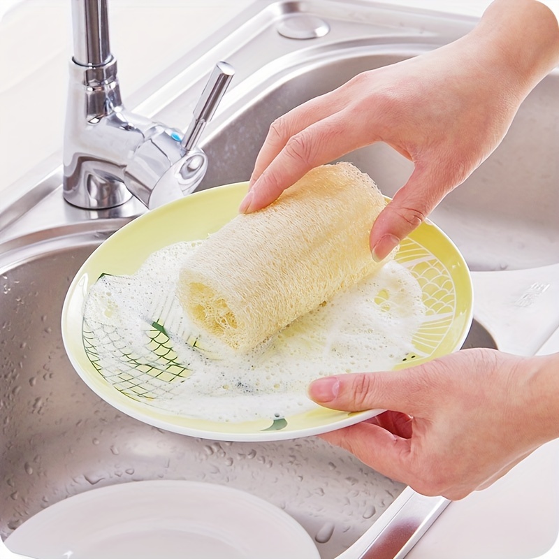 6 Pack Natural Loofah Dish Sponge Scrubber, Anti-scratch Cleaning