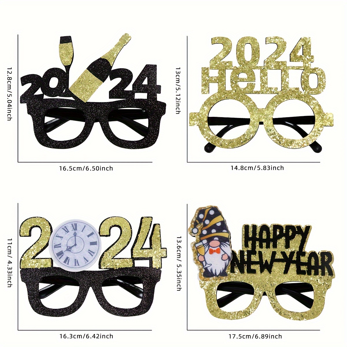 2024 Glasses Frame New Year Party Decor Decorative Party - Temu