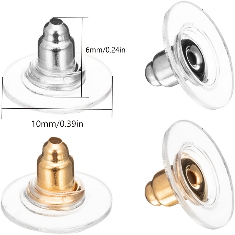 Earring Back Plug High Quality Stainless Steel Golden/sliver - Temu