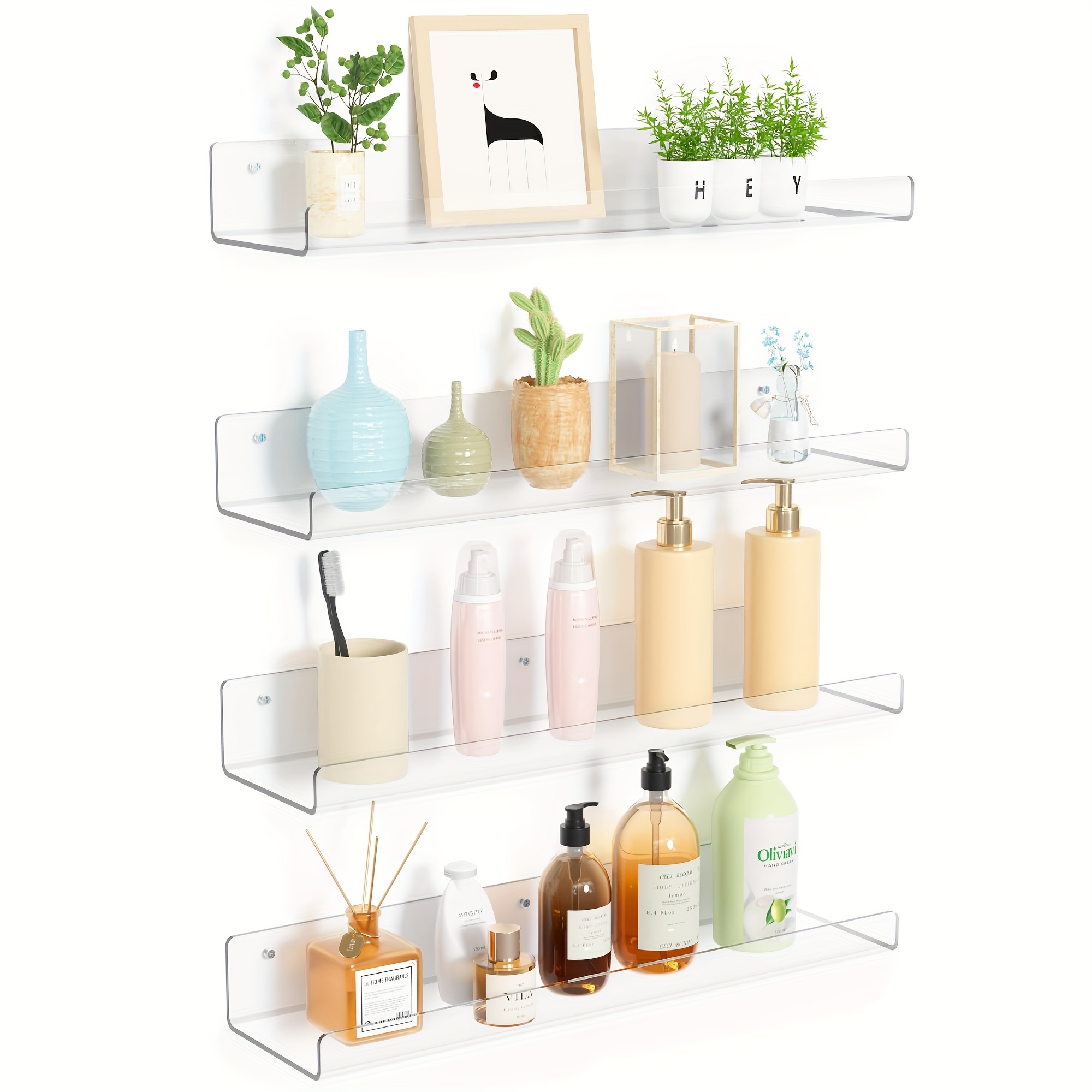 Compatible With2 Pcs Acrylic Corner Shelves Quarter Shower Shelf Wall  (transparent)