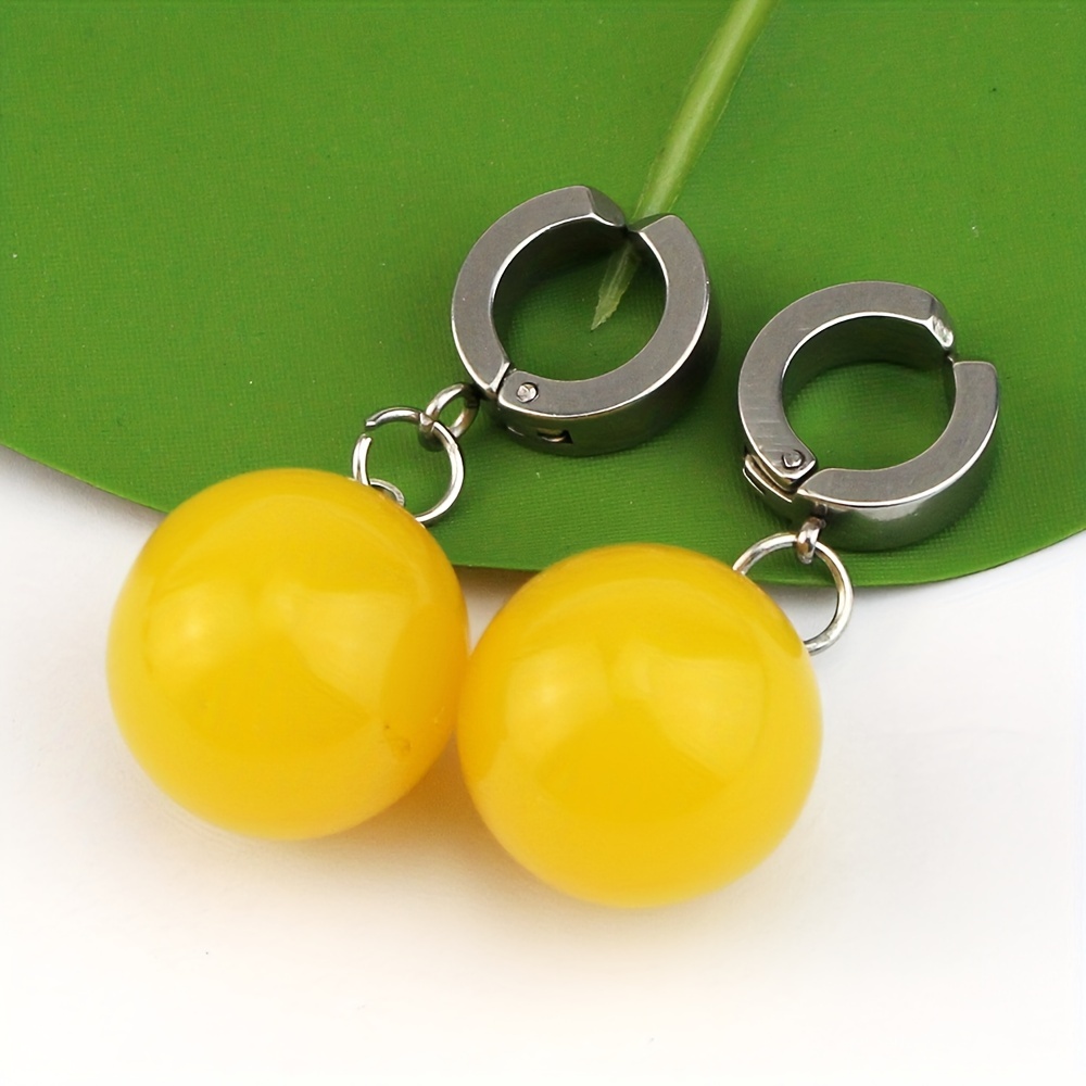 Retro Simple Round Resin Earrings Ear Clips - Temu