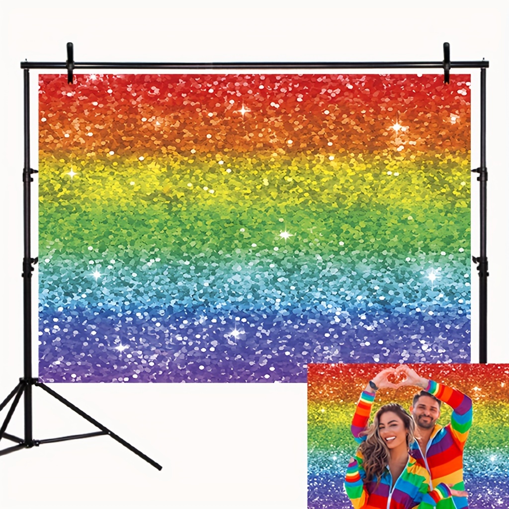 Rainbow Birthday Backdrop Party Decoration Rainbow Colorful - Temu