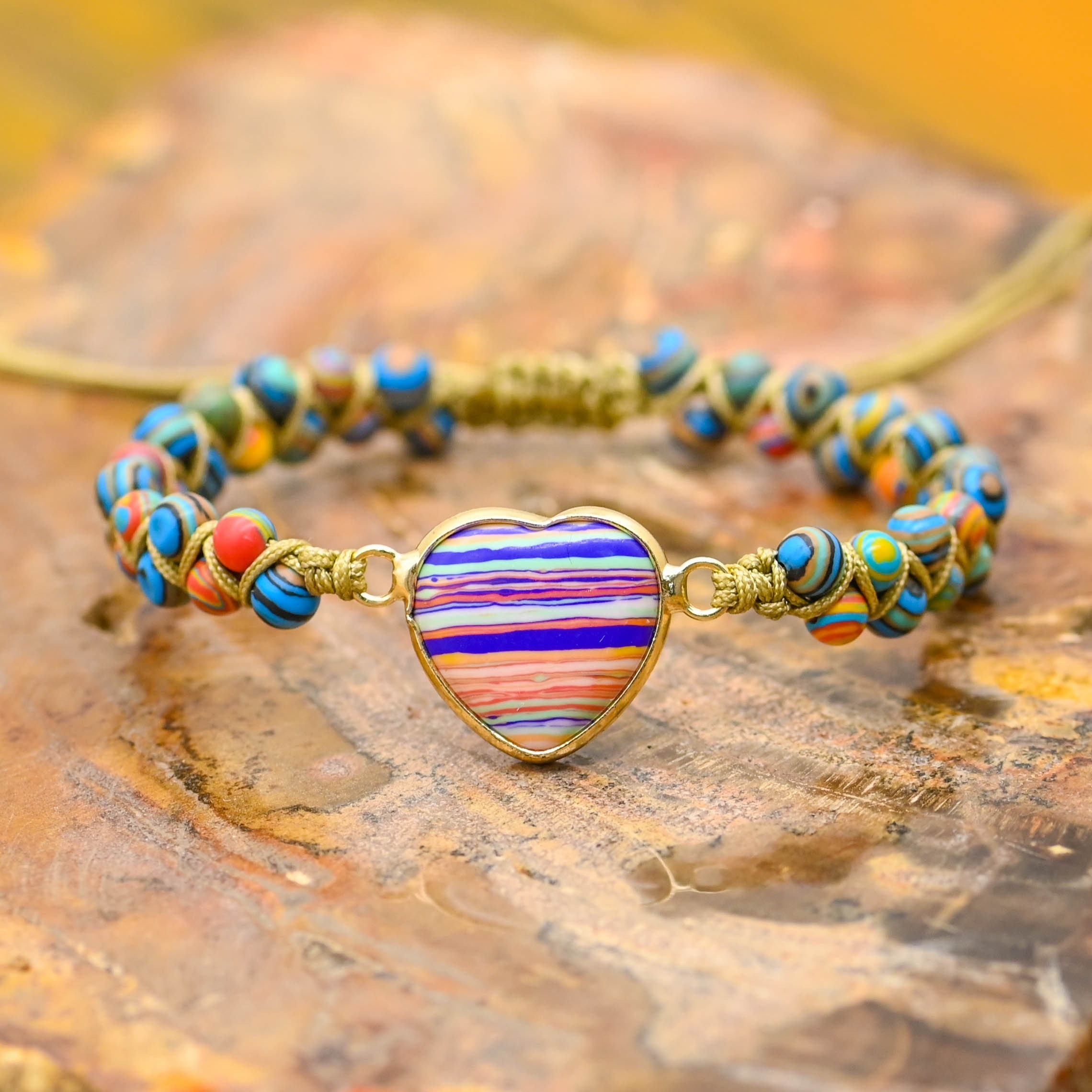 Colorful Beaded Heart Friendship Bracelet