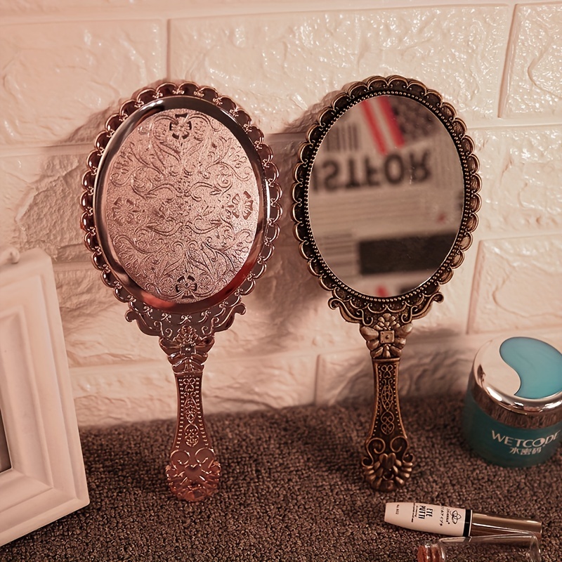  Uonlytech Espejo de mano vintage, espejo de mano antiguo,  espejos de mano antiguos con mango para maquillaje facial espejo cosmético  : Belleza y Cuidado Personal