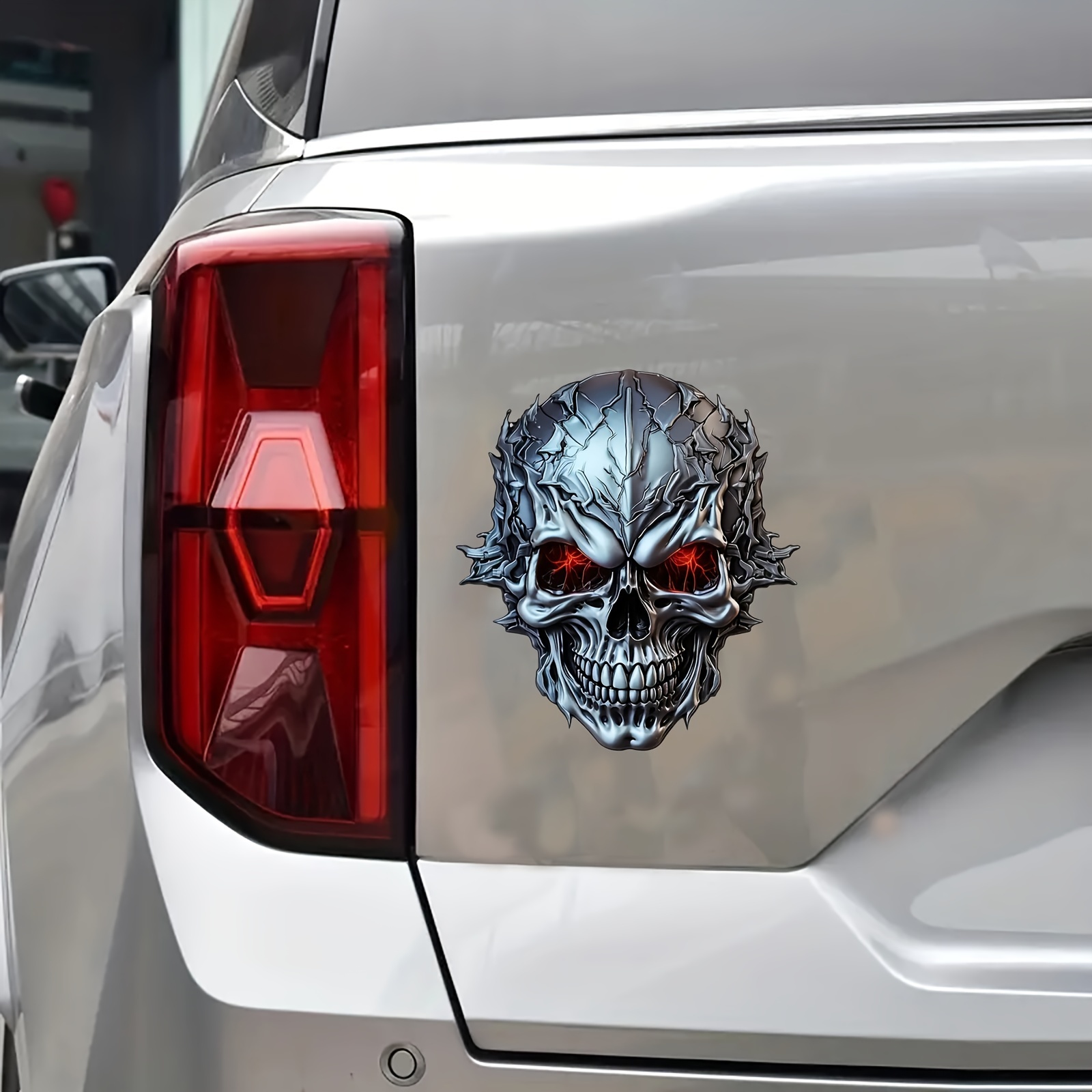 Silvery Glitter Heavy Metal Skull Decal waterproof Vinyl Car - Temu