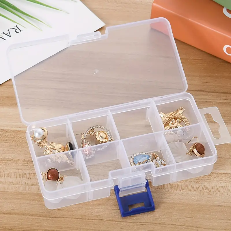 1pc Plastic Storage Box With Adjustable Dividers, Portable Transparent  Beads Earring Jewelry Organizer Holder For Craft Nail Art Tackle Fishing  Hooks
