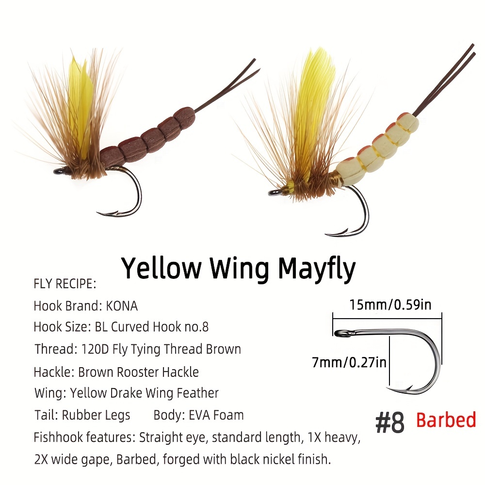 Premium Yellow Drake Feather Wing Mayfly Dry Fly Bass Trout - Temu New  Zealand
