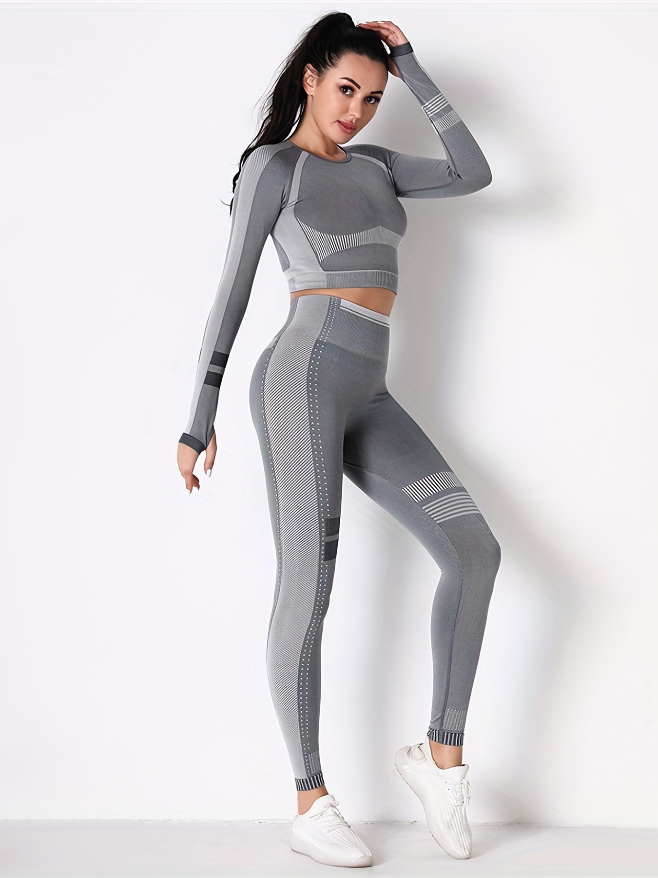 Seamless Moisture Wicking Sports Yoga Ribbed Long Sleeve - Temu