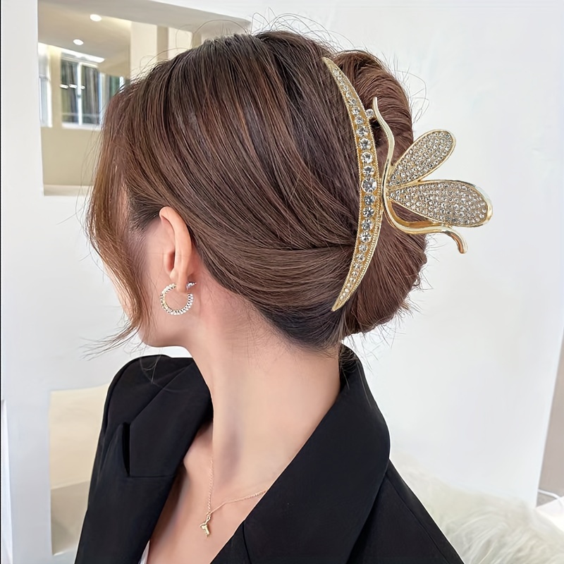 

Alloy Butterfly Hair Claw Clips With Rhinestones Decor, Nonslip Hair Clips For Women, Strong Hold Hair Accessory For Thick, Thin And Other Hair Types