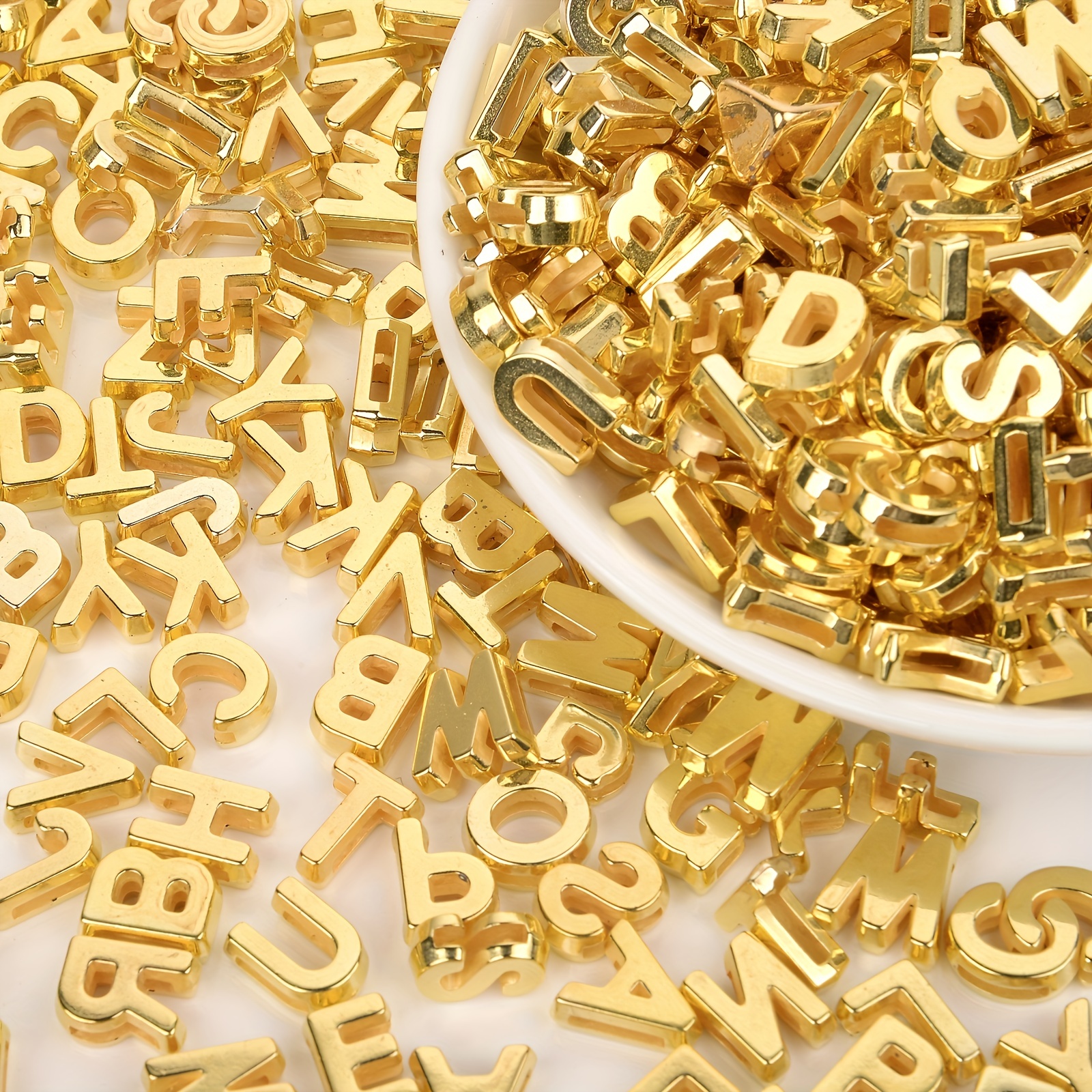 Golden Hollow Letter Acrylic Beads Diy Letter Bangle Temu Australia