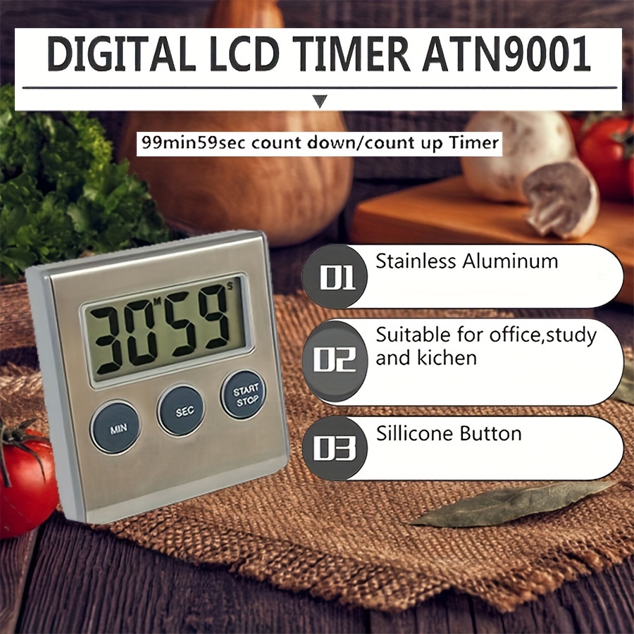 Stainless Steel Magnetic Digital Kitchen Timer - Kitchen Timers