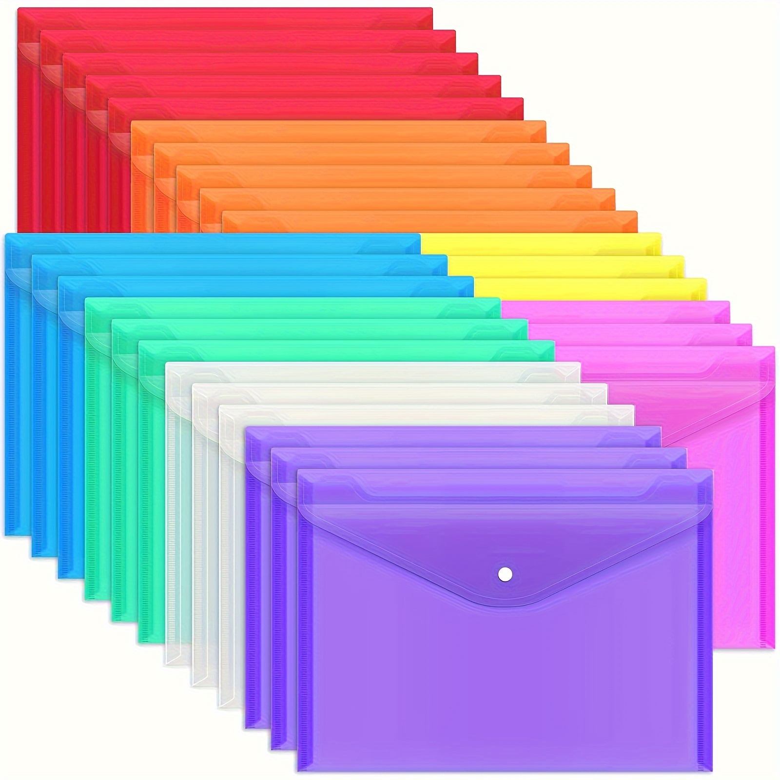 Clear Document Folders Transparent Filing Envelopes Waterproof Plastic  Envelopes File Holder Filing Document Poly Envelope with Snap Button  Closure