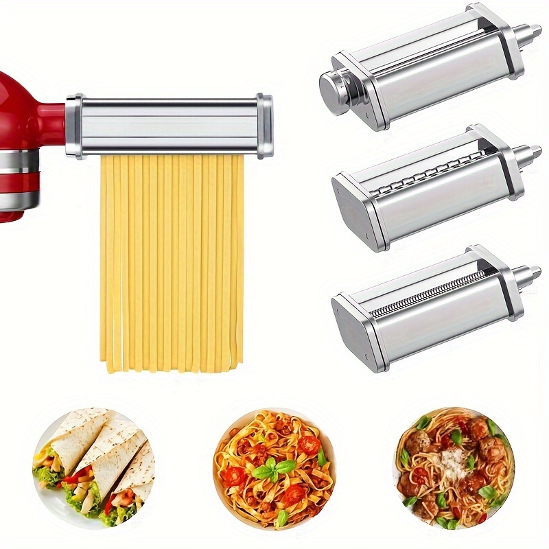 3pcs Pasta Maker Attachment For KitchenAid StandMixers, Included Pasta  Sheet Roller, Spaghetti Cutterettuccine Cutter Maker Accessories And  Cleaning B