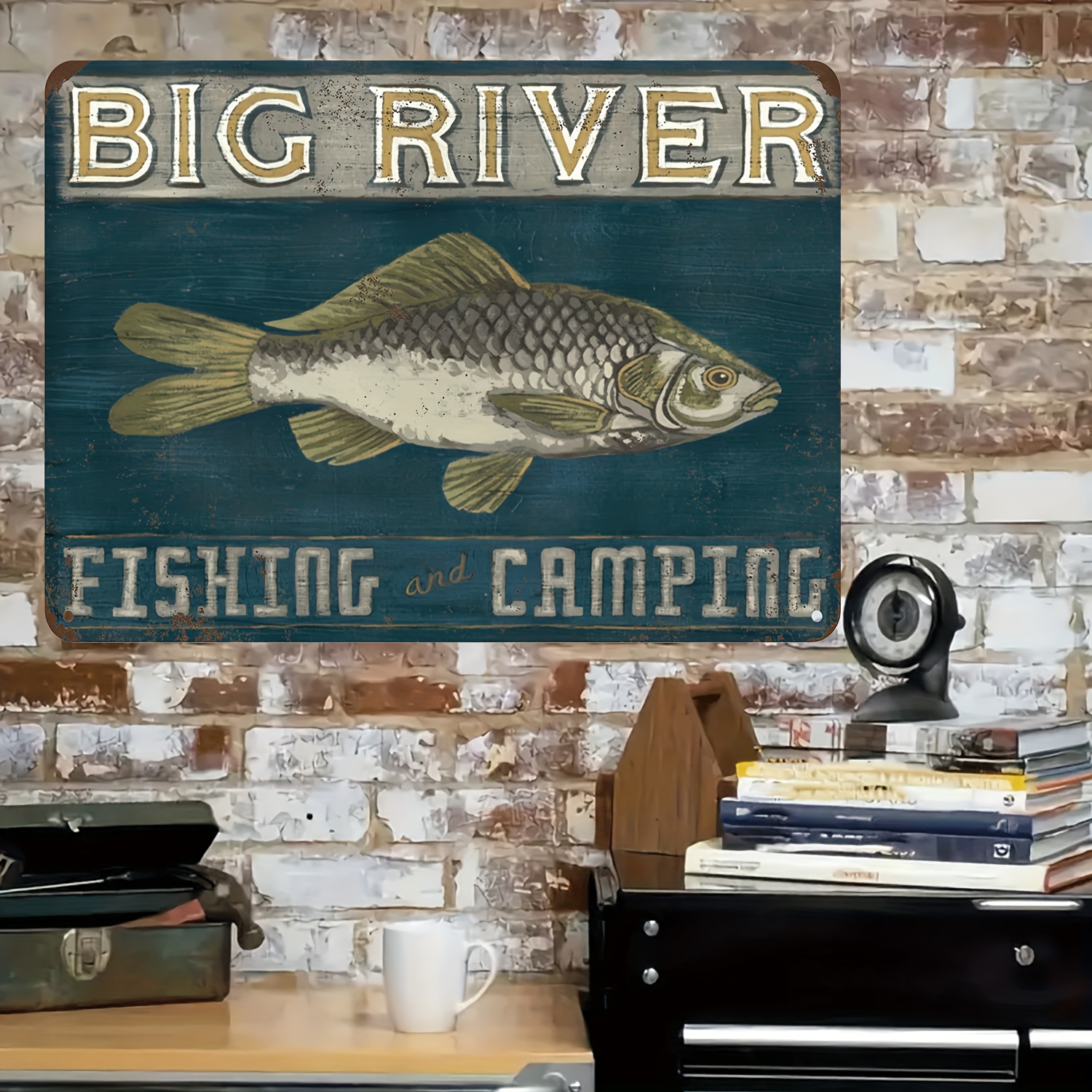 Metal Tin Sign Big River Fishing Camping Aluminum Sign Retro - Temu