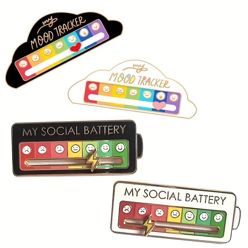 Buy Social Battery Pin, My Social Battery Lapel Pin for Women, Enamel Lapel  Pins for 7 Days A Week (2 Pack White) at
