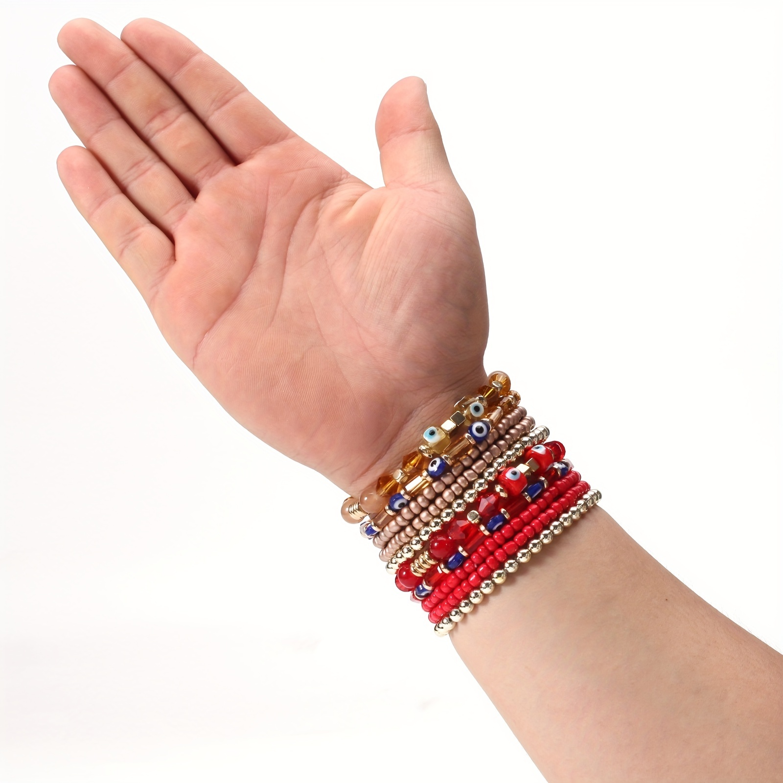 Boho Style Beaded Bracelet Set Stackable Hand Jewelry - Temu Canada