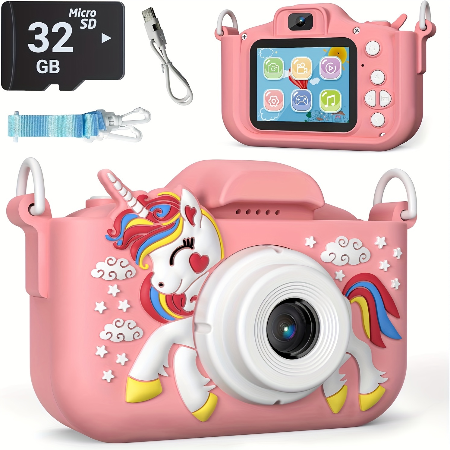 Cámara Digital Para niñas y niños con Micro SD 32GB - Rosada