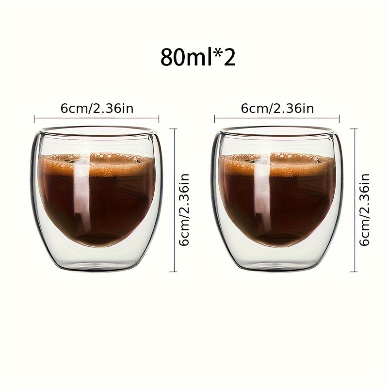 1pc, Double Wall Glass Cups, Insulated Espresso Mugs Glasses For Tea,  Espresso Coffee, Latte, Cappuccino, Cafe, , Milk, Heat Resistant Glasses,  Summer Winter Drinkware