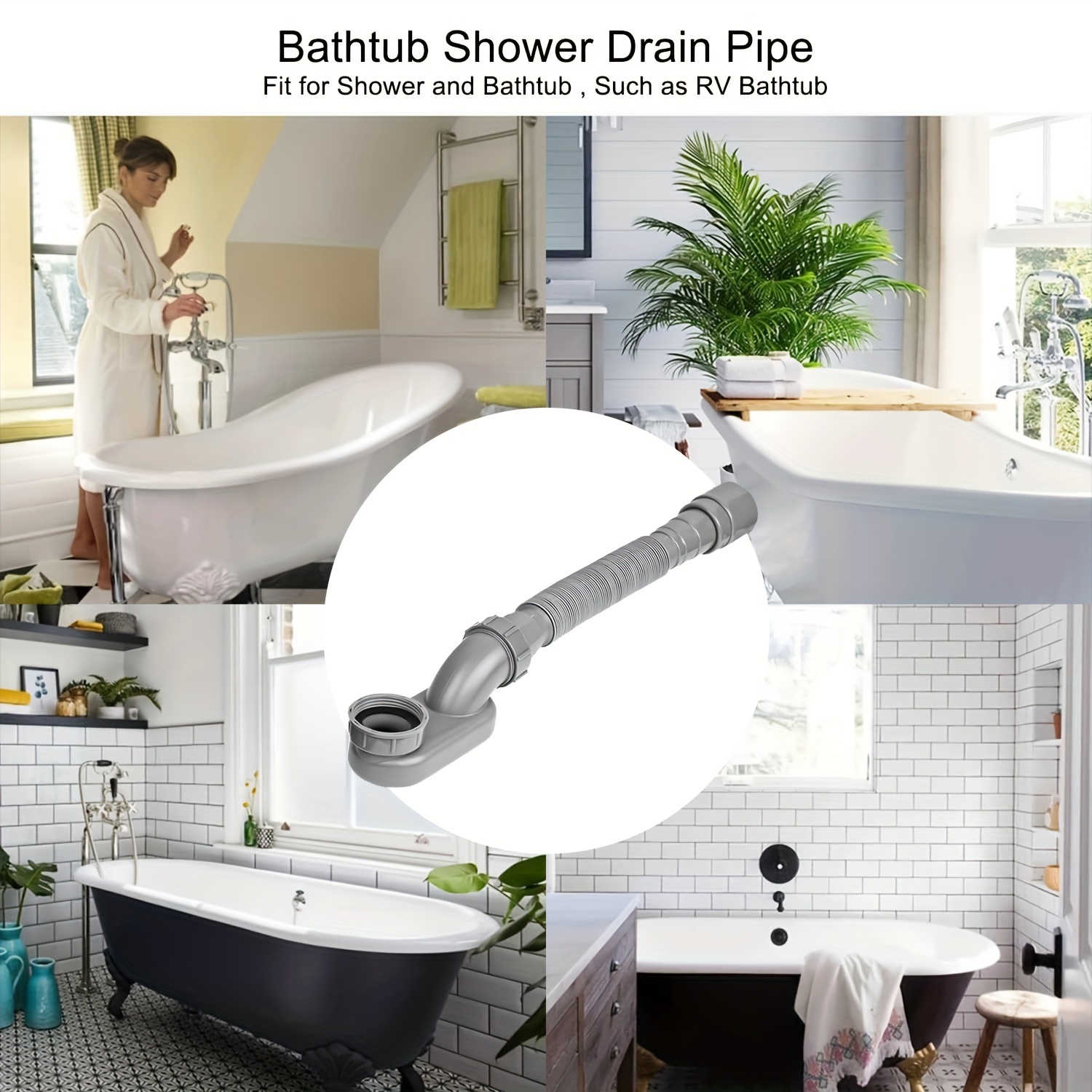 Flexible Bathtub Shower Drain Pipe Freestanding Tub Drain - Temu