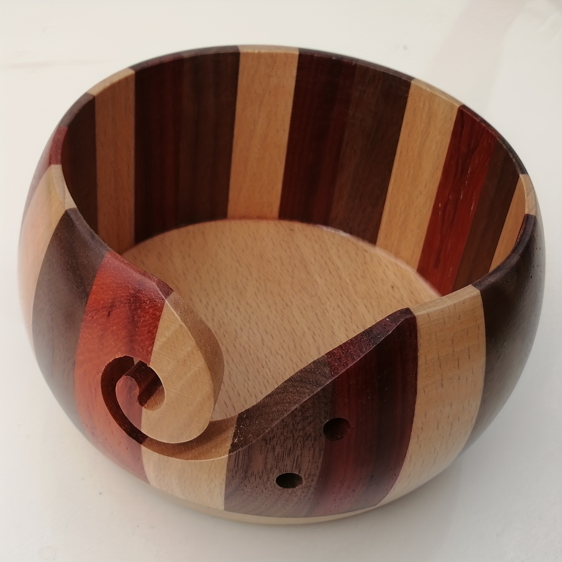 Wooden Wool Storage Bowl Handmade Yarn Storage With Hole - Temu