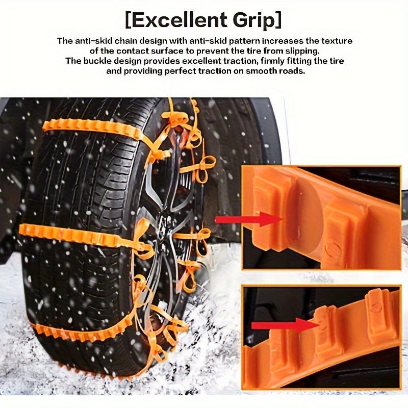  Chaînes à neige universelles antidérapantes pour pneus de  voiture, traction d'urgence, pour l'hiver, la neige, la pluie, les pneus,  les câbles de roue à double rainure, chaînes à neige et