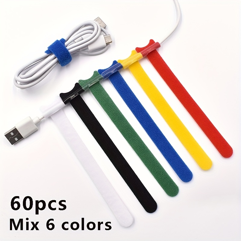 60 Pcs Black Cable Management Ties 6 Inches (15cm) Reusable Self