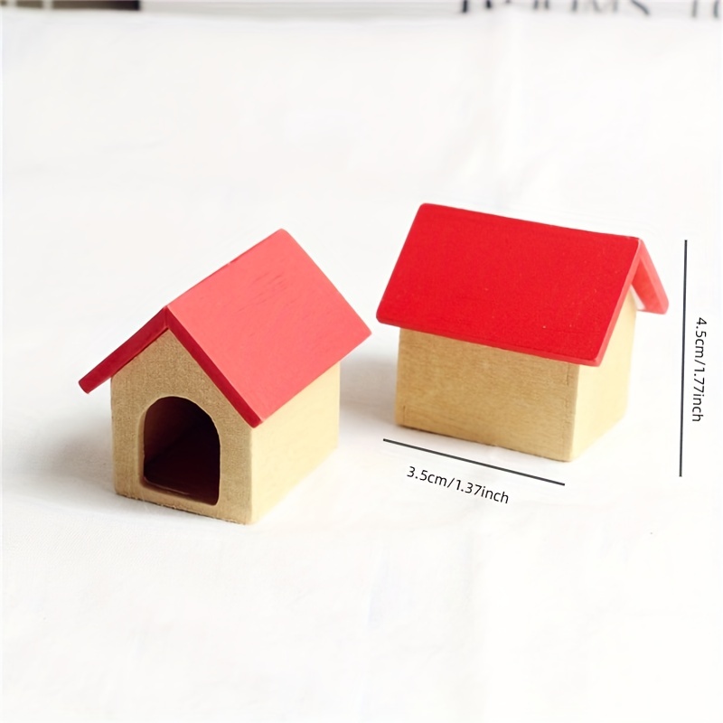 Dollhouse Dog House Toy Accessories Mini Wooden Kennel Model - Temu