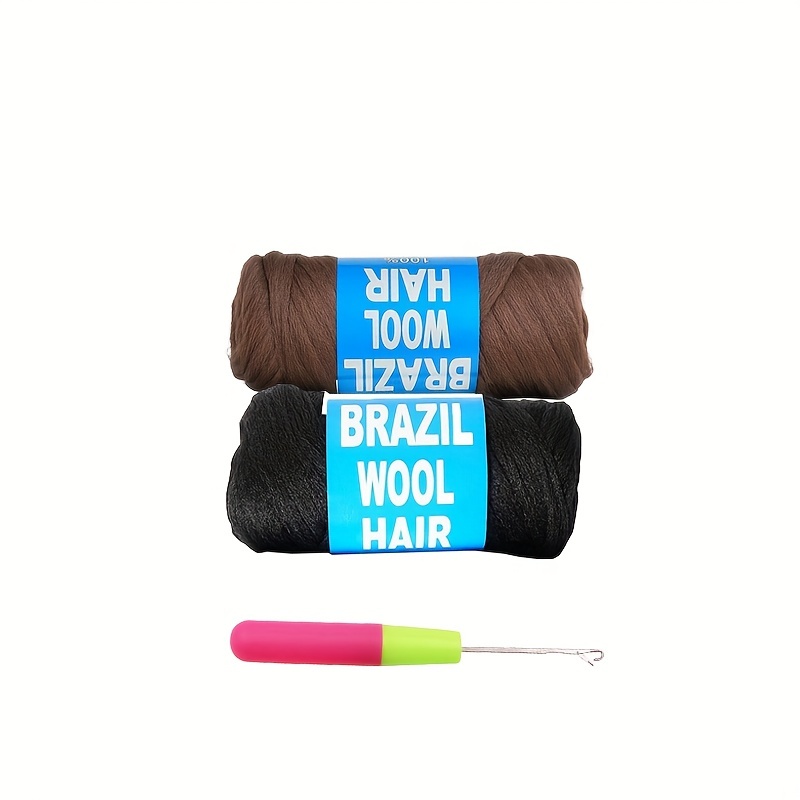 K T One 4 packs brazilian wool hair yarn, wool yarn for hair jumbo