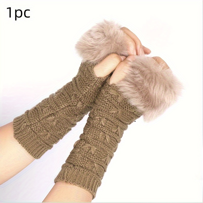 Butterfly Embroidery Knitted Gloves Color Block Fingerless Gloves Thickened  Windproof Mittens For Women - Temu