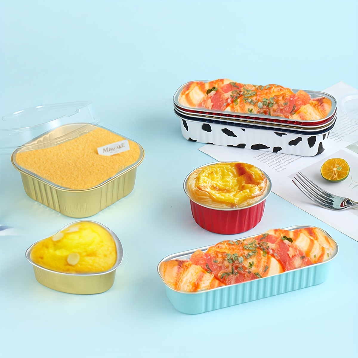 Disposable Mini Cake Pans With Lids Rectangle Baking Cups - Temu