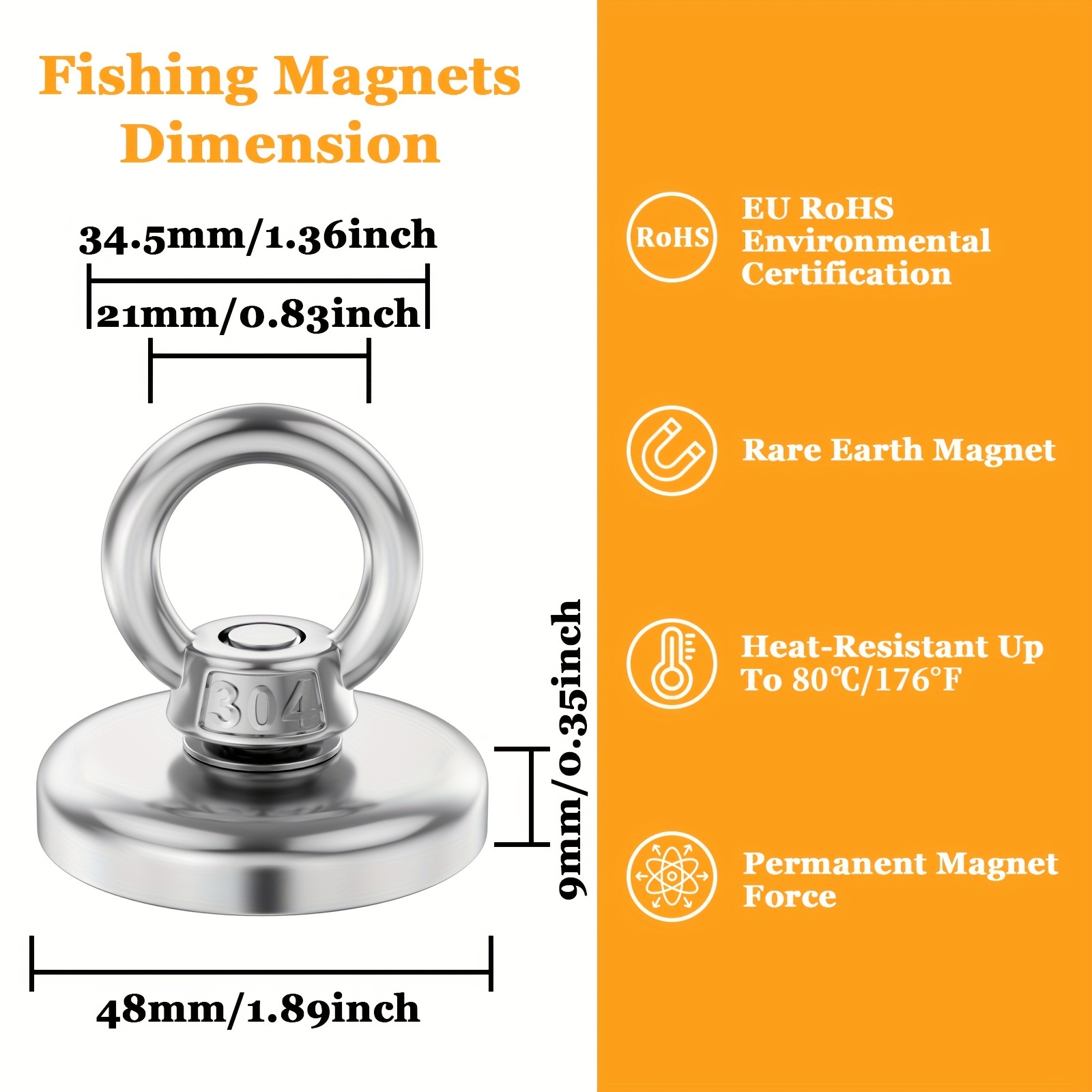 160-1500KG Recovery Fishing Magnet 48-136mm Diameter Salvage Recovery Magnet  For Detecting Metal Treasure 