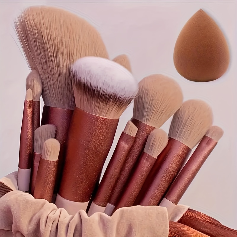 

13-piece Makeup Brush Set, Soft Fluffy Synthetic Bristles, For Foundation, Powder, Eyeshadow, Kabuki & Cosmetic Blending