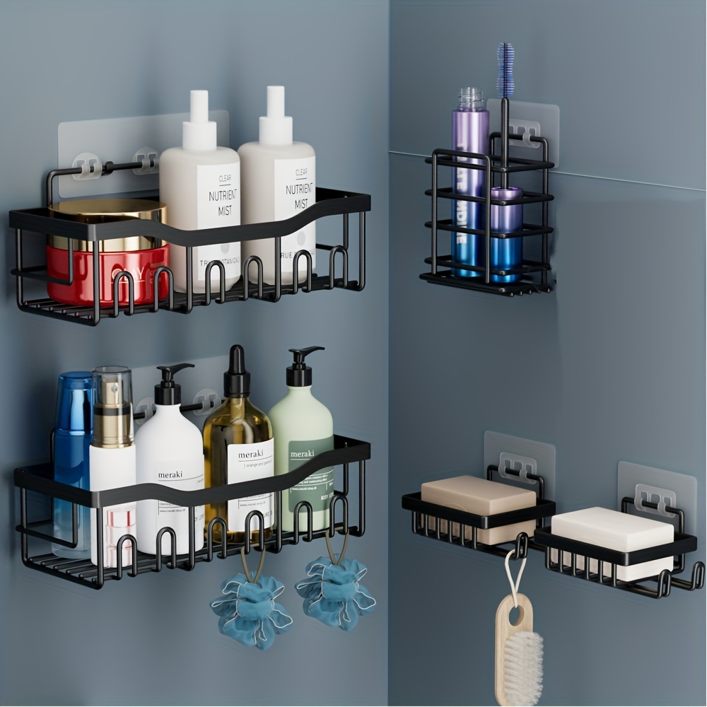 Bathroom Black Storage Rack Shampoo Shower Gel Storage - Temu
