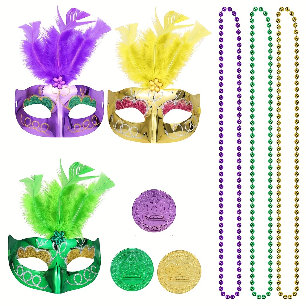 Mardi Gras Originals Mardi Gras Feather Boa and Costumes Party Purple Green Gold Masquerade Ball Costume Parade Orleans