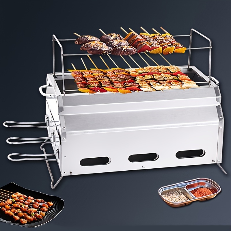 1pc Barbecue Grill Stainless Steel Outdoor Portable Barbecue Grill Heating  Stoves Multifunction Camping Bbq Grill Rack Net Firewood Stove Stainless  Steel Bbq Grill Valentine Party Supplies Bbq Accessories Grill Accessories