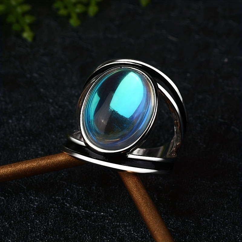 Chunky Silver Moonstone Ring, Unisex Design