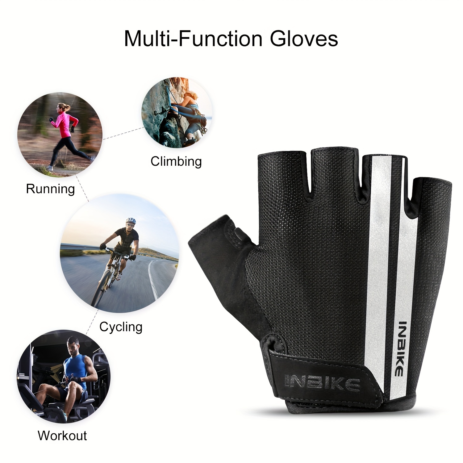 Inbike bike gloves men half finger bicycle gloves 5mm gel pad online cycling