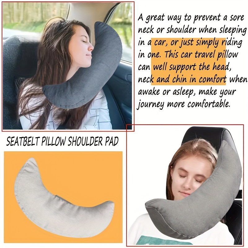 1pc Car Seat Travel Pillow Neck Support Cushion Pad,Super Soft Headrest  Shoulder Pad In Car, Universal Safety Belt Sleeping Pillow For Adults