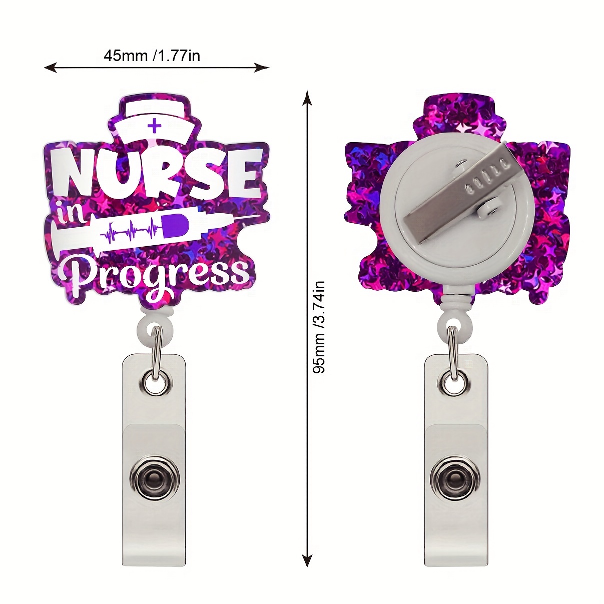 1pc Nurse Retractable Badge Reel With Clip, Cute Badge Funny Glitter Badge  Reel Gift For RN LPN Nurse Doctor Assistant Medical Staff