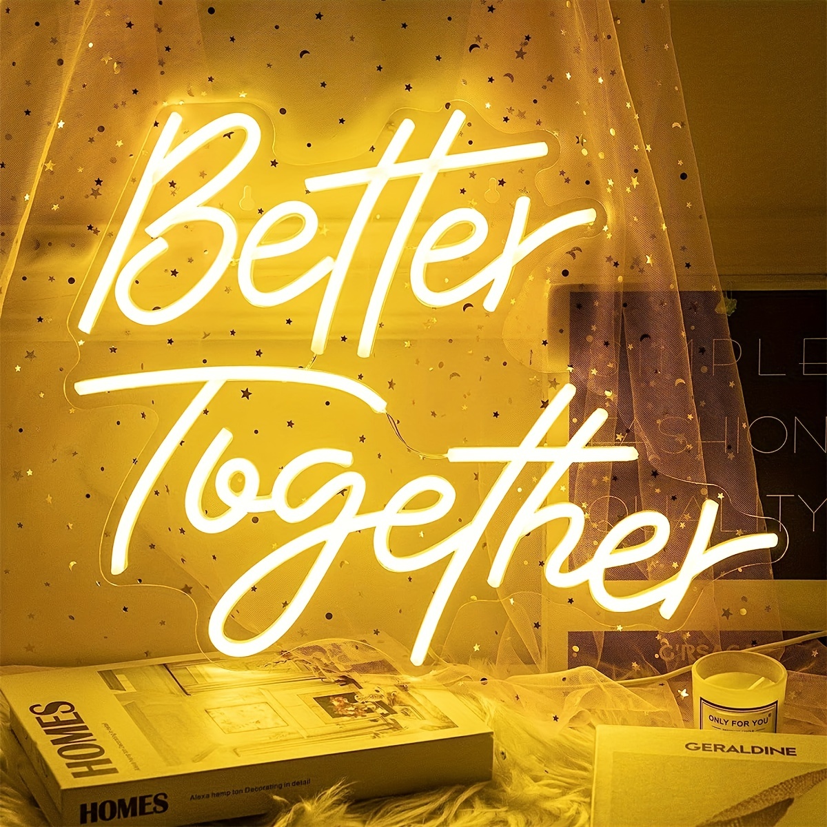 1個のlooklight Better Togetherネオンサイン、ウォームホワイトled