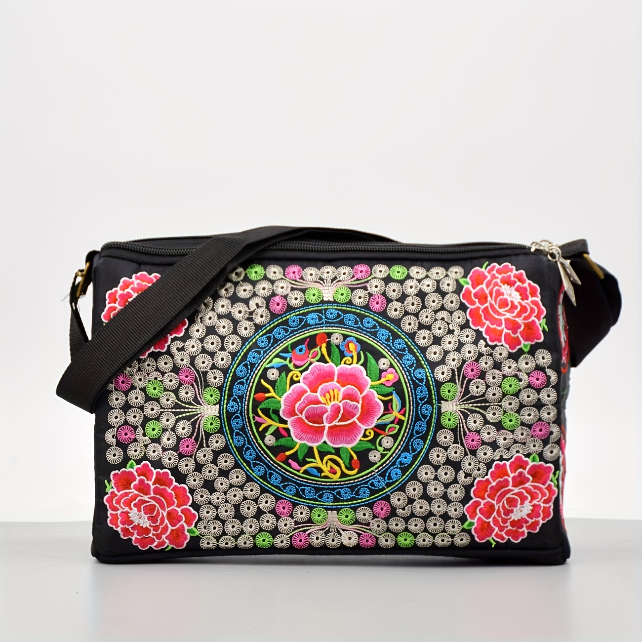Fashion Embroidered Shoulder Bag With Small Coin Purse - Temu